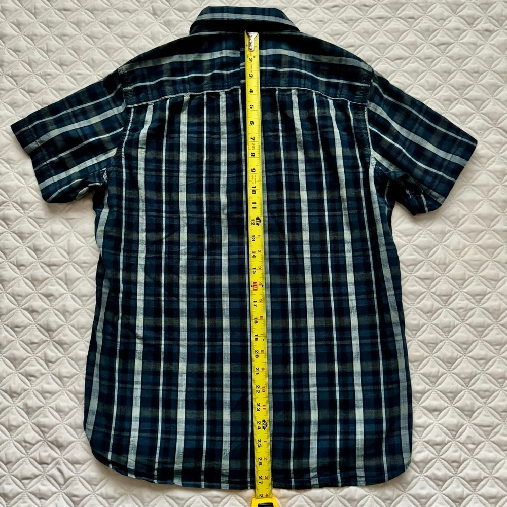 The North Face Blue Plaid Casual Button Down Short Sleeve Shirt Size S